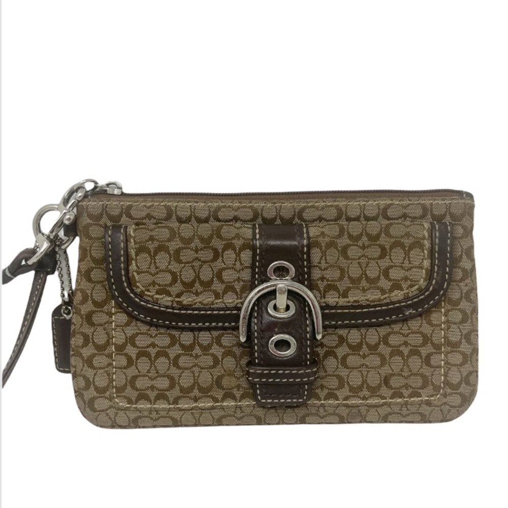 Coach Wristlet Fabric Zip Closure Wrist Strap